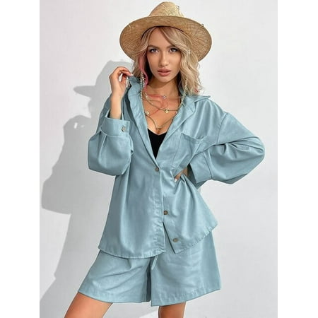 DanceeMangoo Solid Color Pocket Loungewear Long Sleeve Pajamas For Women Shorts Female Set Woman 2 Pieces Turn Down Collar Pajama 2023
DanceeMangoo Solid Color Pocket Loungewear Long Sleeve Pajamas For Women Shorts Female Set Woman 2 Pieces Turn Down Collar Pajama 2023