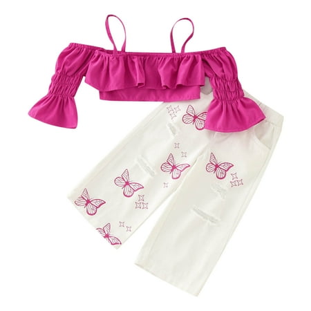 Toddler Girl Clothes Summer One Line Shoulder Solid Color Fashion Top Butterflies Pants 2Pcs Baby Bodysuit
Toddler Girl Clothes Summer One Line Shoulder Solid Color Fashion Top Butterflies Pants 2Pcs Baby Bodysuit