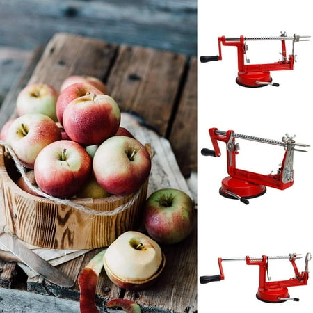 3 in 1 Stainless Steel Hand-cranking Apple Peeler Muti-purpose Slicer Red