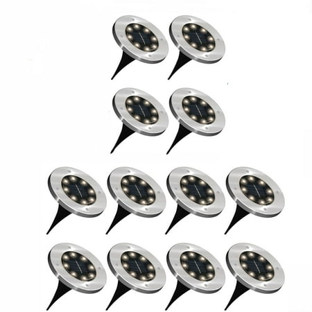 Solar Ground Lights 8 LED Outdoor Solar Disk Lights Waterproof In-Ground Lights Solar Garden Lights Landscape Lights for Path