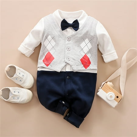 Baby Boys Infant Gentleman Outfit Suits Toddler Romper One-piece Romper & Detachable Bowtie (0-18 Months)
Baby Boys Infant Gentleman Outfit Suits Toddler Romper One-piece Romper & Detachable Bowtie (0-18 Months)