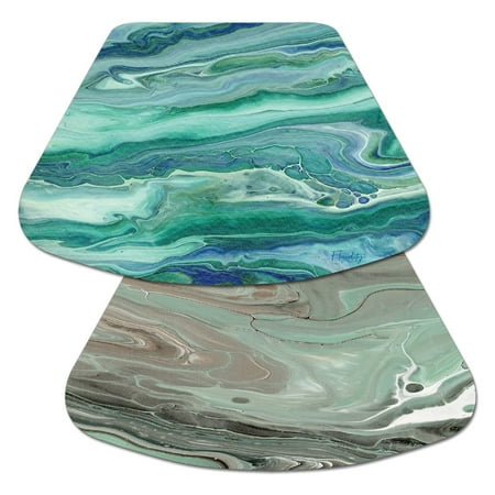 1 PC-17 x 12 Green and Taupe Faux Marble Wedge Placemat