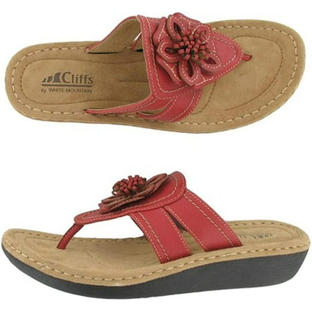 QUIETTCEX by White Mountain Carnation Womens Thong Sandal Red/Smooth 6 M