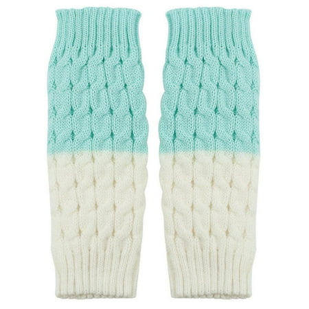 Women Crochet Knitted Stocking Leg Warmers Cover Soft Trim Legging Socks BLUE