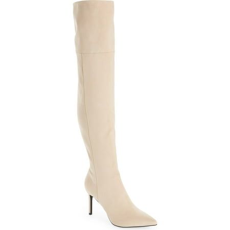 

Jeffrey Campbell PILLAR-HI Ivory Nude Suede High Heel Pointed Toe Over Knee Boot (6 IVORY SUEDE)