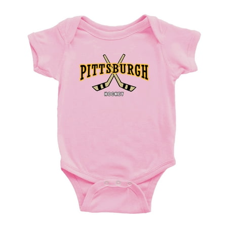 Cute Pittsburgh Baby Romper Hockey Fan Baby Jersey Clothes (Pink 6-12 Monthes)
