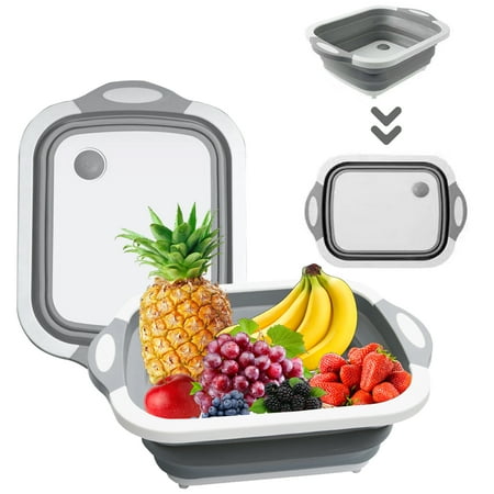 Collapsible Cutting Board - Portable Washing Veggies Fruits Food Grade Camping Sink (4.25 Gal) Space Saving 3 in 1 Multifunction Storage Basket for BBQ Prep/Picnic/Camping (Grey)
Collapsible Cutting Board - Portable Washing Veggies Fruits Food Grade Camping Sink (4.25 Gal) Space Saving 3 in 1 Multifunction Storage Basket for BBQ Prep/Picnic/Camping (Grey)