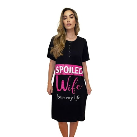 Just Love Short Sleeve Nightgown Sleep Dress for Women (Black - Spoiled Wife 3X)
Just Love Short Sleeve Nightgown Sleep Dress for Women (Black - Spoiled Wife 3X)