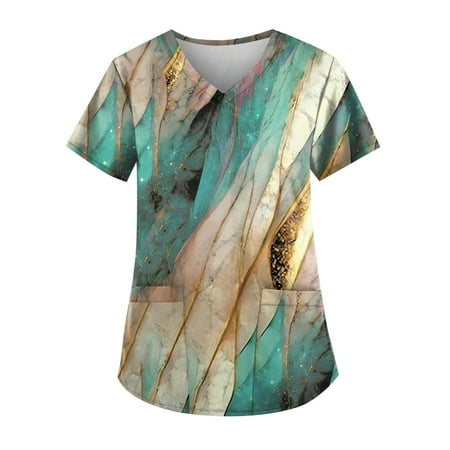 Hanas Tops Plus Size Printed Scrub Working Uniform Tops For Women V-Neck Short Sleeve T-Shirts Workwear Tee With Pockets Green/S
Hanas Tops Plus Size Printed Scrub Working Uniform Tops For Women V-Neck Short Sleeve T-Shirts Workwear Tee With Pockets Green/S
