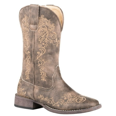 Roper Womens Riley Scroll Embroidered Snip Toe Boots Mid Calf Low Heel 1-2