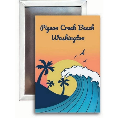 Pigeon Creek Beach Washington Souvenir 2x3 Fridge Magnet Wave Design
