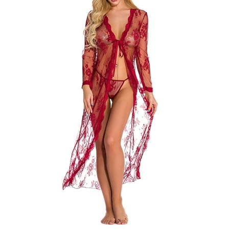 Avamo Women Nightwear Long Sleeve Lingerie Robe Deep V Neck Chemise Cardigan Club Robes Sleepwear Plain Lace Babydoll Wine Red S
Avamo Women Nightwear Long Sleeve Lingerie Robe Deep V Neck Chemise Cardigan Club Robes Sleepwear Plain Lace Babydoll Wine Red S