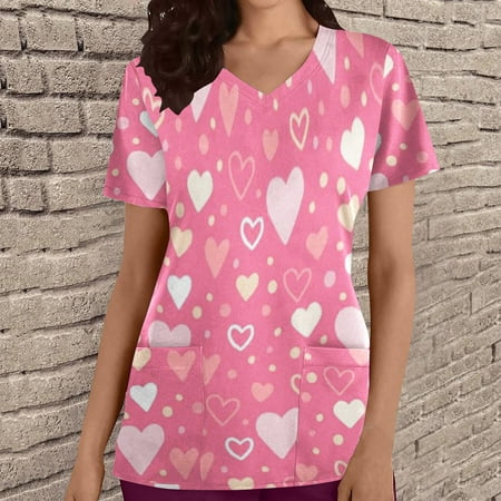 Valentines Day Gifts for Her Ozmmyan Womens Tops Valentines Scrubs for Women Fashion Women Solid V-Neck Short Sleeve T-Shirt Printing Loose Blouse Tops with Pocketss End of Year Clearance
Valentines Day Gifts for Her Ozmmyan Womens Tops Valentines Scrubs for Women Fashion Women Solid V-Neck Short Sleeve T-Shirt Printing Loose Blouse Tops with Pocketss End of Year Clearance