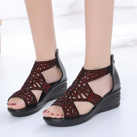 Sawvnm Women s Summer Fashion Fish Mouth Rhinestone Hollow Out Sandals Back Zipper Wedge Heels Sandals Hot Sales Red US:4.5
Sawvnm Women s Summer Fashion Fish Mouth Rhinestone Hollow Out Sandals Back Zipper Wedge Heels Sandals Hot Sales Red US:4.5