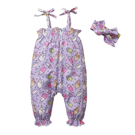 Mikrdoo Newborn Baby Girls Bodysuit 6-9M Infant Baby Girls One Piece Sling Jumpsuit Suspenders Romper