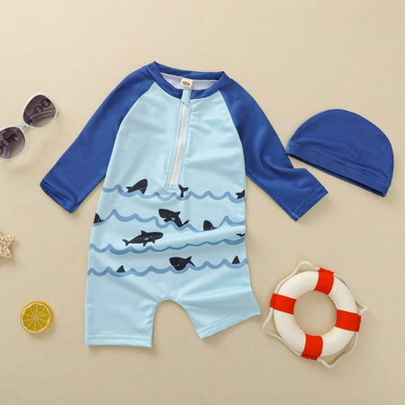 

Gubotare Toddler Baby Kids Girls Zipper Cartoon Animal Beach Swimwear+Hat Sets Swim Suit Girl Size 12 Light Blue 5-6 Years