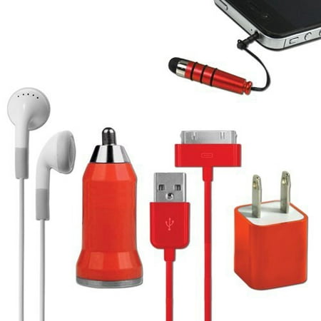 iCover 5-in-1 Travel Kit for iPhone 4/4S and 4th Generation iPods - Red
