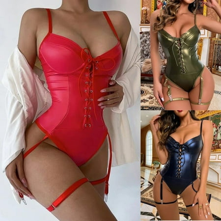 Foraging dimple Women s Ladies Fashion Sexy Patent Leather Bodysuit Backless One-piece Lingerie Red
Foraging dimple Women s Ladies Fashion Sexy Patent Leather Bodysuit Backless One-piece Lingerie Red