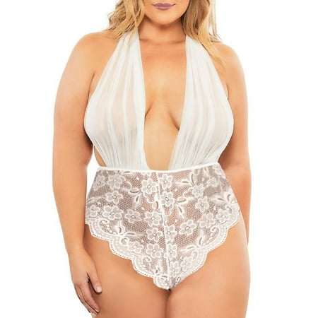 Ykohkofe Women Lace Deep V-Neck Teddy Bodysuit Halter Backless Jumpsuit Sexy Lingerie
Ykohkofe Women Lace Deep V-Neck Teddy Bodysuit Halter Backless Jumpsuit Sexy Lingerie