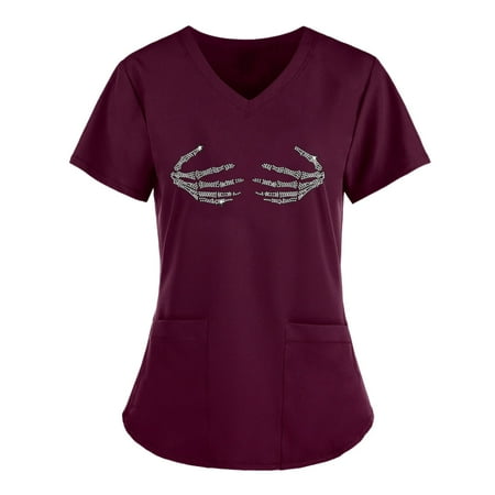 Scrubs Tops for Women Novelty Print V-Neck Short Sleeve Stretch Nurse Working Uniform Pockets
Scrubs Tops for Women Novelty Print V-Neck Short Sleeve Stretch Nurse Working Uniform Pockets