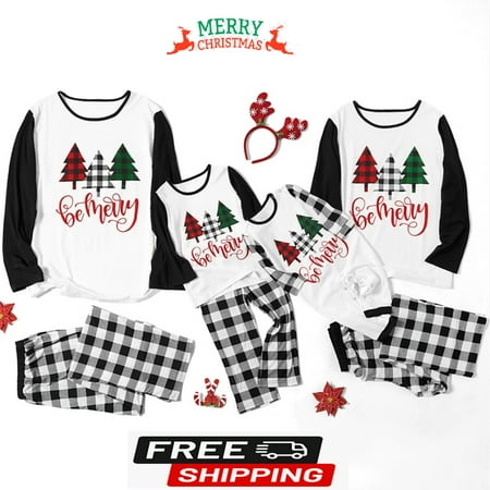Gueuusu Christmas Pajamas For Family Christmas Tree Pattern Pajamas