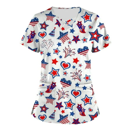 KSCYKKKD Womens Tops Plus Size Independence Day Printed Scrub Working Uniform Tops for Womens Cross V Neck Short Sleeve Fun T-shirtss Workwear Tee with Pockets Blue XXXXL
KSCYKKKD Womens Tops Plus Size Independence Day Printed Scrub Working Uniform Tops for Womens Cross V Neck Short Sleeve Fun T-shirtss Workwear Tee with Pockets Blue XXXXL