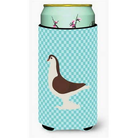 Large Pigeon Blue Check Tall Boy Beverage Insulator Hugger