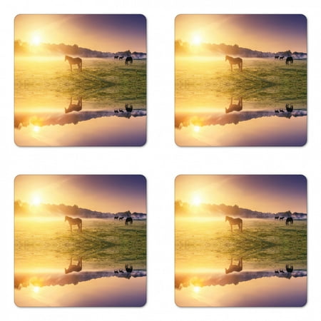 Nature Coaster Set of 4 Horse Valley in South a Lake Reflection and Sun Rising Above Mountains Print Square Hardboard Gloss Coasters Standard Size Multicolor by Ambesonne
Nature Coaster Set of 4 Horse Valley in South a Lake Reflection and Sun Rising Above Mountains Print Square Hardboard Gloss Coasters Standard Size Multicolor by Ambesonne