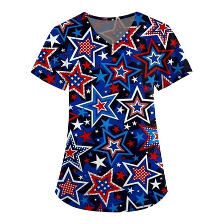 XHJUN Womens Short Sleeve V-Neck Tops Summer American Flag Printing Workwear T-Shirt Scrub_Tops Working Uniform Tops Blue M
XHJUN Womens Short Sleeve V-Neck Tops Summer American Flag Printing Workwear T-Shirt Scrub_Tops Working Uniform Tops Blue M