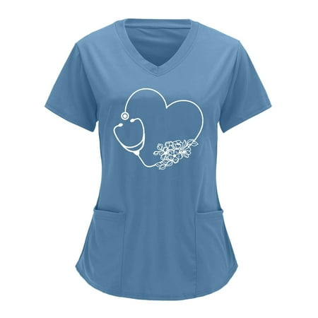 Scrub Tops Clearance 2023! hoksml Women Scrubs Top Women s V Neck Printed Working Uniform Nursing Tops with Pockets
Scrub Tops Clearance 2023! hoksml Women Scrubs Top Women s V Neck Printed Working Uniform Nursing Tops with Pockets