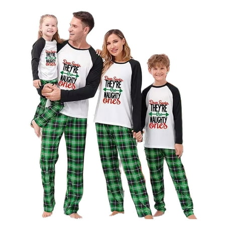 Huakaishijie Matching Family Christmas Pajamas Long Sleeve Letter Raglan Tops + Plaid Pants Set Nightwear
Huakaishijie Matching Family Christmas Pajamas Long Sleeve Letter Raglan Tops + Plaid Pants Set Nightwear