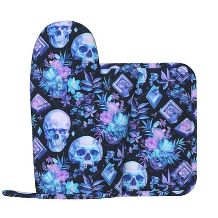 Oven Mitts and Pot Holders Sets - Skull blue crystal flower Heat Resistant Silicone Oven Gloves (Left Glove) with Non-Slip Silicone Surface and hot pads for kitchen Baking Cooking
Oven Mitts and Pot Holders Sets - Skull blue crystal flower Heat Resistant Silicone Oven Gloves (Left Glove) with Non-Slip Silicone Surface and hot pads for kitchen Baking Cooking
