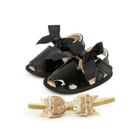 Woobling Newborn Flat Sandal Soft Sole Crib Shoes First Walkers Sandals Summer Princess Dress Shoe Lightweight Bowknot Casual Black with Headband 4C
Woobling Newborn Flat Sandal Soft Sole Crib Shoes First Walkers Sandals Summer Princess Dress Shoe Lightweight Bowknot Casual Black with Headband 4C