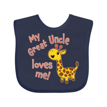 Inktastic My Great Uncle Loves Me- Cute Giraffe Gift Baby Boy or Baby Girl Bib