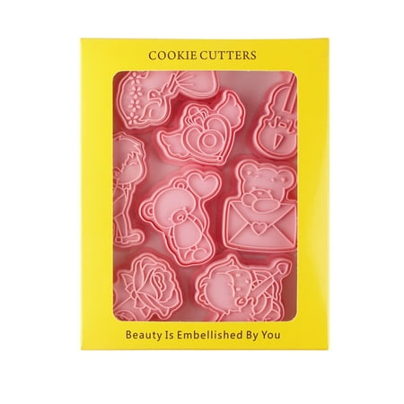 Buodes Silicone Gummy MoldsValentine s Day Cookie Moulds Cartoon Heart Cookie Moulds Fondant Baking Tools Set of 8