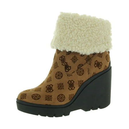 Guess Womens Tabloid Microsuede Wedges Ankle Boots