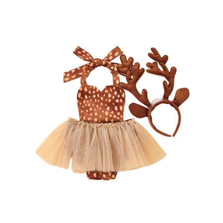 Licupiee Infant Baby Girl Deer Dress Sleeveless Strap Jumpsuits Lace Mesh Christmas Antlers Headband Set
Licupiee Infant Baby Girl Deer Dress Sleeveless Strap Jumpsuits Lace Mesh Christmas Antlers Headband Set