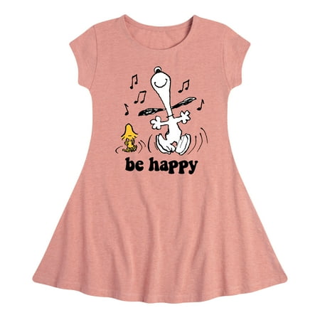 Peanuts - Snoopy Be Happy Dance - Toddler And Youth Girls Fit And Flare Dress