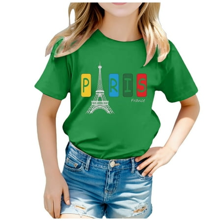 Girls Tops 2024 France Theme Fashion Part Print Short Sleeve Round Neck Fashion Casual Girls Shirts
Girls Tops 2024 France Theme Fashion Part Print Short Sleeve Round Neck Fashion Casual Girls Shirts