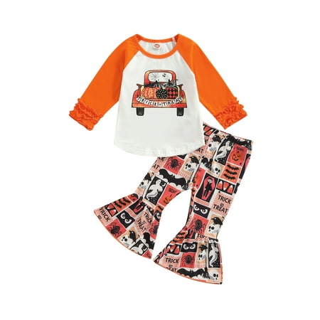 Xingqing Kids Baby Girls 2pcs Halloween Outfits Long Raglan Sleeves Pumpkin Truck Tops Flared Pants Clothes Set Orange 6-12 Months
Xingqing Kids Baby Girls 2pcs Halloween Outfits Long Raglan Sleeves Pumpkin Truck Tops Flared Pants Clothes Set Orange 6-12 Months