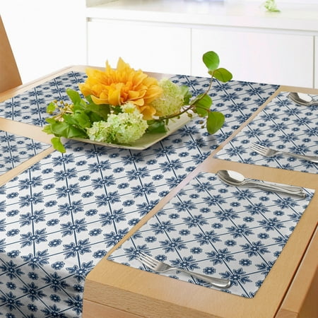 Dutch Table Runner & Placemats Blooming Floral Pattern Rhombus Design Historical Delft Print Set for Dining Table Decor Placemat 4 pcs + Runner 12 x72 Dark Blue and White by Ambesonne
Dutch Table Runner & Placemats Blooming Floral Pattern Rhombus Design Historical Delft Print Set for Dining Table Decor Placemat 4 pcs + Runner 12 x72 Dark Blue and White by Ambesonne