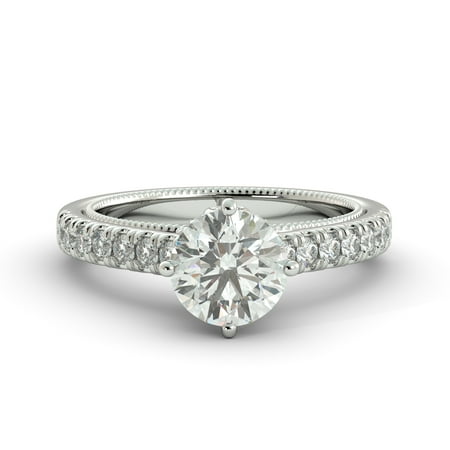 2.90 ct C&C Forever One Round Cut Moissanite & Diamond Engagement Ring 18White Gold