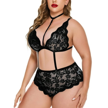 ERTUTUYI Women Plus Size Lingerie Lace Bodysuit Exotic Teddy Lingerie Strappy Bra And Panty With Choker
ERTUTUYI Women Plus Size Lingerie Lace Bodysuit Exotic Teddy Lingerie Strappy Bra And Panty With Choker