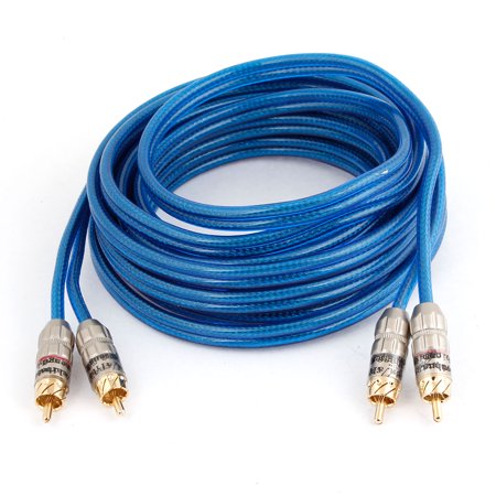 Car Audio Ammeter Interconnect 2 RCA Male to Male Cable Blue 5 Meter Long