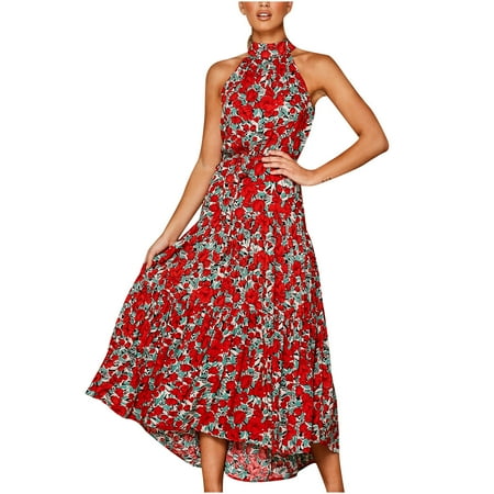 YanHoo Women s Swing Dresses Sleeveless Halter Neck Print Maxi Dress Summer Casual Loose Dress
YanHoo Women s Swing Dresses Sleeveless Halter Neck Print Maxi Dress Summer Casual Loose Dress