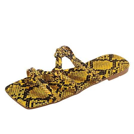 Alueeu Women s sandals Womens Summer Serpentine Printed Squared Toe Slip On Flat Slippers Shoes 
Alueeu Women s sandals Womens Summer Serpentine Printed Squared Toe Slip On Flat Slippers Shoes