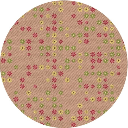 Ahgly Company Indoor Round Patterned Brown Sand Brown Area Rugs 7 Round