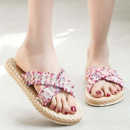 Gzztg Slippers for Women Summer Women Female Imitation Straw Woven Hemp Rope Cross Strap Beach Slippers
Gzztg Slippers for Women Summer Women Female Imitation Straw Woven Hemp Rope Cross Strap Beach Slippers