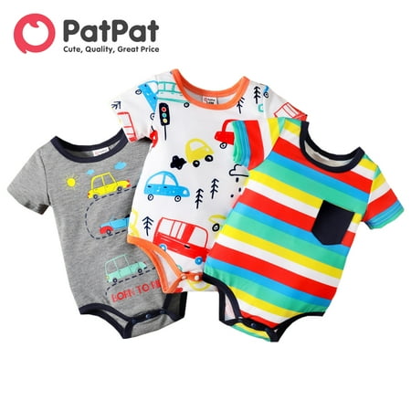 PatPat Baby Boy Cartoon Vehicle Print Grey/White/Colorful Striped Short-sleeve Romper
PatPat Baby Boy Cartoon Vehicle Print Grey/White/Colorful Striped Short-sleeve Romper