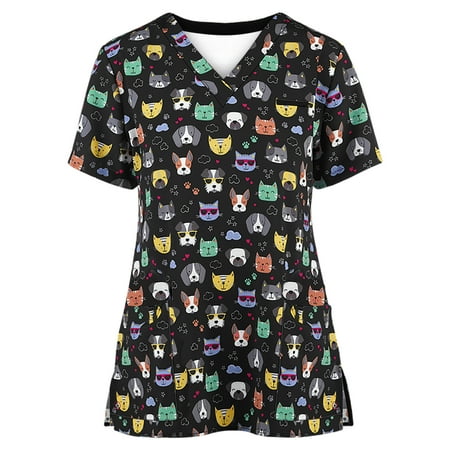 Muxika Scrubs for Women V-Neck Short Sleeve Scrubs Top with Pockets Womens Tops Blouses Cute Comfortable Workwear Work Uniform T-Shirt Tee Shirts
Muxika Scrubs for Women V-Neck Short Sleeve Scrubs Top with Pockets Womens Tops Blouses Cute Comfortable Workwear Work Uniform T-Shirt Tee Shirts